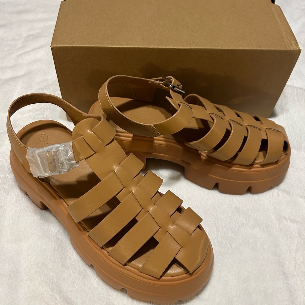 Chunky Women’s Sandals in Cognac Brown